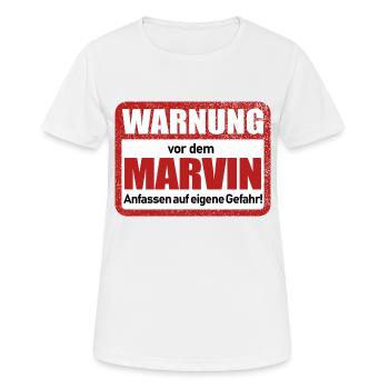 Marvin Name Lustiges Warnschild - Frauen T-Shirt atmungsaktiv - Weiß - Vorne - AI Model Female 172 dark (172cm)