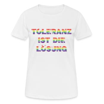 Toleranz - Frauen T-Shirt atmungsaktiv - Weiß - Vorne - AI Model Female 172 dark (172cm)