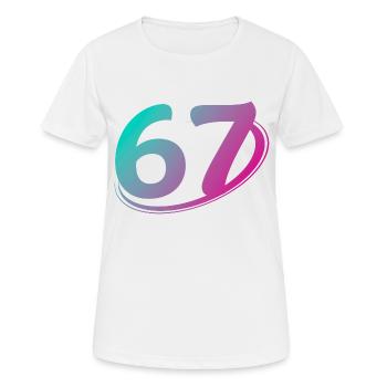 Nummer 67 mehrfarbig - Frauen T-Shirt atmungsaktiv - Weiß - Vorne - AI Model Female 172 dark (172cm)