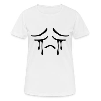 Pleurer visage triste larmes malheureux - T-shirt respirant Femme - blanc - Devant - AI Model Female 172 dark (172cm)