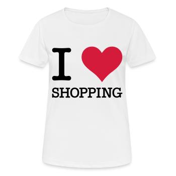 J'adore faire du shopping - T-shirt respirant Femme - blanc - Devant - AI Model Female 172 dark (172cm)