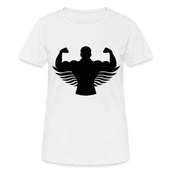 body building angel - Frauen T-Shirt atmungsaktiv - Weiß - Vorne - AI Model Female 172 dark (172cm)