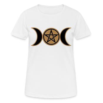 Pentacle /Pentagram - Wicca triple moon / Amulet - Women's Breathable T-Shirt - white - Front - AI Model Female 172 dark (172cm)