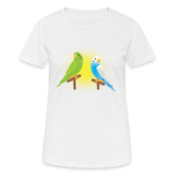 deux perruches vertes et bleues - T-shirt respirant Femme - blanc - Devant - AI Model Female 172 dark (172cm)