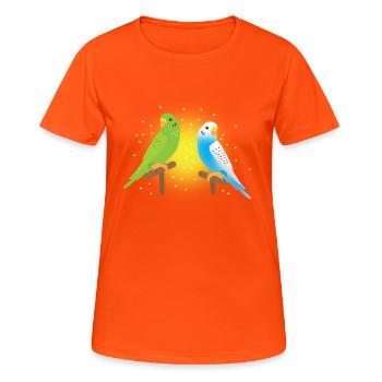 deux perruches vertes et bleues - T-shirt respirant Femme - orange néon - Devant - AI Model Female 172 dark (172cm)