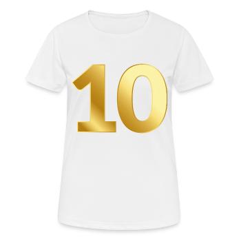 10 Anniversaire Anniversaire, Anniversaire Cadeau Anniversaire - T-shirt respirant Femme - blanc - Devant - AI Model Female 172 dark (172cm)