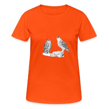 Owls in the forest - Women's Breathable T-Shirt - neon orange - Front - AI Model Female 172 dark (172cm)