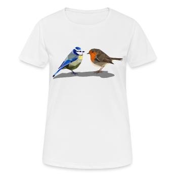 Blaumeise Rotkehlchen Polygonstil heimischer Vogel - Frauen T-Shirt atmungsaktiv - Weiß - Vorne - AI Model Female 172 dark (172cm)