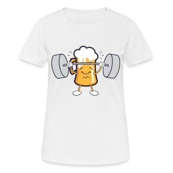 Drinking Party Funny Craft Beer Lifting Design - Frauen T-Shirt atmungsaktiv - Weiß - Vorne - AI Model Female 172 dark (172cm)