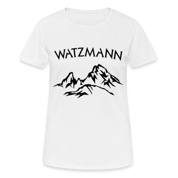 Berg Watzmann Schriftzug schwarz - Farbe wählbar - Frauen T-Shirt atmungsaktiv - Weiß - Vorne - AI Model Female 172 dark (172cm)