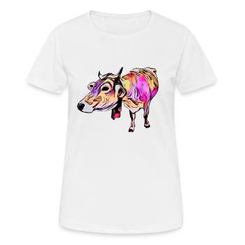 Le bétail brun (DDP, vache à lait, pop art style de bande dessinée) - T-shirt respirant Femme - blanc - Devant - AI Model Female 172 dark (172cm)