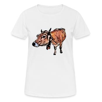 Le bétail brun (DDP, vache à lait, BD) - T-shirt respirant Femme - blanc - Devant - AI Model Female 172 dark (172cm)