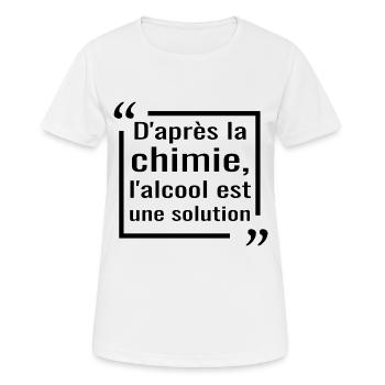 Selon la chimie, l'alcool est une solution humour - T-shirt respirant Femme - blanc - Devant - AI Model Female 172 dark (172cm)