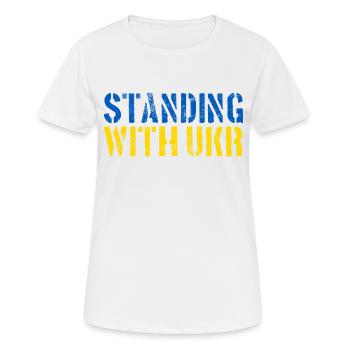 Standing With Ukraine Yellow Blue Peace Grunge - Women's Breathable T-Shirt - white - Front - AI Model Female 172 dark (172cm)