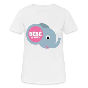 Bébé à bord éléphant - T-shirt respirant Femme - blanc - Devant - AI Model Female 172 dark (172cm)