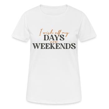 Wochenende - Frauen T-Shirt atmungsaktiv - Weiß - Vorne - AI Model Female 172 dark (172cm)