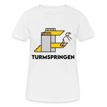Turmspringen Turmspringer Sprung Sprungbrett - Frauen T-Shirt atmungsaktiv - Weiß - Vorne - AI Model Female 172 dark (172cm)