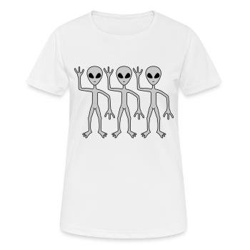 3 Freunde Aliens winken - Frauen T-Shirt atmungsaktiv - Weiß - Vorne - AI Model Female 172 dark (172cm)