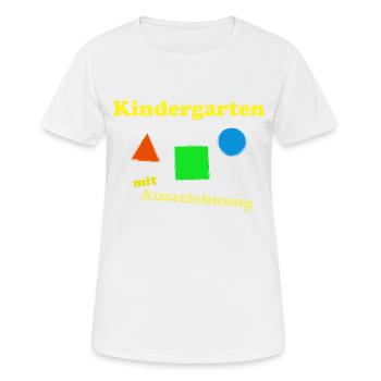 Kindergarten mit Auszeichnung - Frauen T-Shirt atmungsaktiv - Weiß - Vorne - AI Model Female 172 dark (172cm)