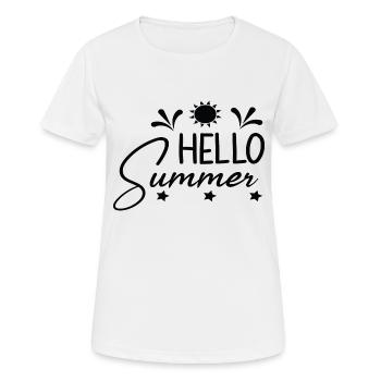 Hello Summer - Frauen T-Shirt atmungsaktiv - Weiß - Vorne - AI Model Female 172 dark (172cm)