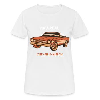 I'm A Real Car-Ma-Sutra Funny Retro Car Lover - Frauen T-Shirt atmungsaktiv - Weiß - Vorne - AI Model Female 172 dark (172cm)
