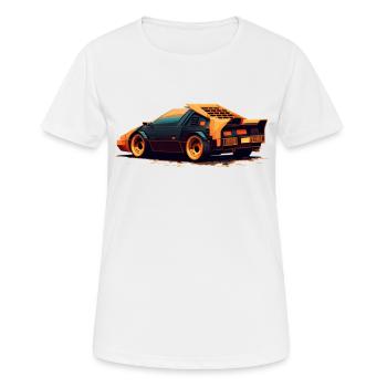 Voiture de course Pixelart classique en rétro Sci-Fi 8-bit - T-shirt respirant Femme - blanc - Devant - AI Model Female 172 dark (172cm)