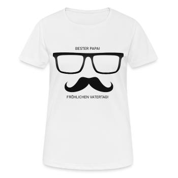 Bester Papa Brille Schnauzbart - Vatertag Geschenk - Frauen T-Shirt atmungsaktiv - Weiß - Vorne - AI Model Female 172 dark (172cm)