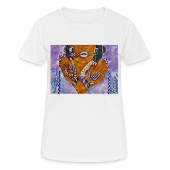 Modèle Blueberry - T-shirt respirant Femme - blanc - Devant - AI Model Female 172 dark (172cm)