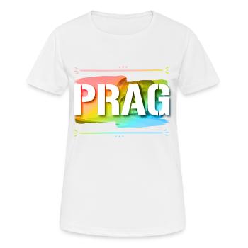 Prag - Frauen T-Shirt atmungsaktiv - Weiß - Vorne - AI Model Female 172 dark (172cm)