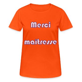 DANKE SCHÖN. HERRIN. MEISTER. DANKE, HERRIN. MEISTER - Frauen T-Shirt atmungsaktiv - Neonorange - Vorne - AI Model Female 172 dark (172cm)