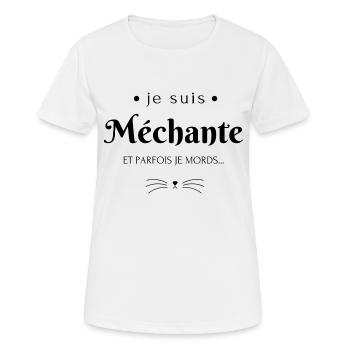 Je suis méchante et parfois je mords - T-shirt respirant Femme - blanc - Devant - AI Model Female 172 dark (172cm)