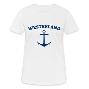 Westerland - Sylt - Nordsee - Anker - Möwe - Insel - Frauen T-Shirt atmungsaktiv - Weiß - Vorne - AI Model Female 172 dark (172cm)