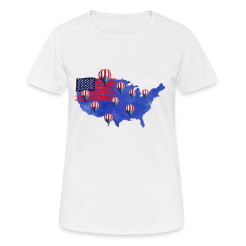 Amerika Heißluftballon Flagge - Frauen T-Shirt atmungsaktiv - Weiß - Vorne - AI Model Female 172 dark (172cm)