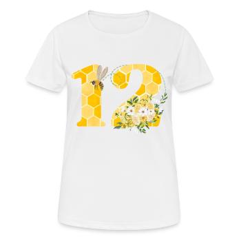 12e anniversaire abeille - T-shirt respirant Femme - blanc - Devant - AI Model Female 172 dark (172cm)