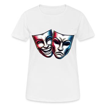 Theatre Masks Theatre Cheerful Sad - Women's Breathable T-Shirt - white - Front - AI Model Female 172 dark (172cm)