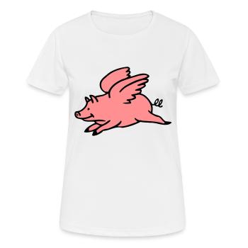Fliegendes Schwein - Frauen T-Shirt atmungsaktiv - Weiß - Vorne - AI Model Female 172 dark (172cm)