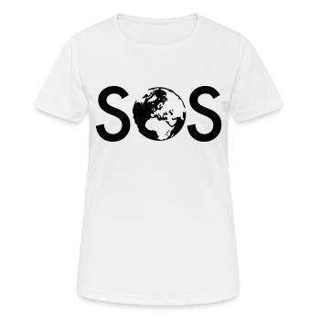 SOS - Frauen T-Shirt atmungsaktiv - Weiß - Vorne - AI Model Female 172 dark (172cm)