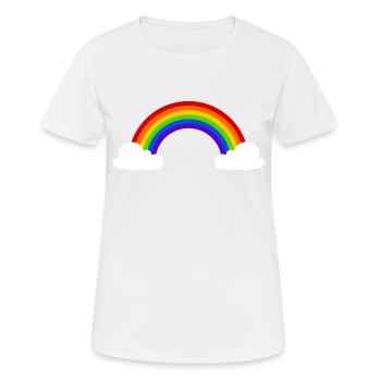 Regenbogen mit Wolken - Frauen T-Shirt atmungsaktiv - Weiß - Vorne - AI Model Female 172 dark (172cm)