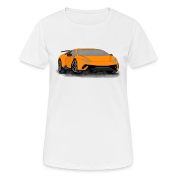 Voiture de sport comme dessin numérique avec de l’asphalte - T-shirt respirant Femme - blanc - Devant - AI Model Female 172 dark (172cm)