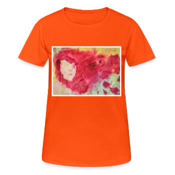 Original Art Print "Redhead" - Women's Breathable T-Shirt - neon orange - Front - AI Model Female 172 dark (172cm)