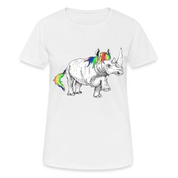 Rhino licorne - T-shirt respirant Femme - blanc - Devant - AI Model Female 172 dark (172cm)