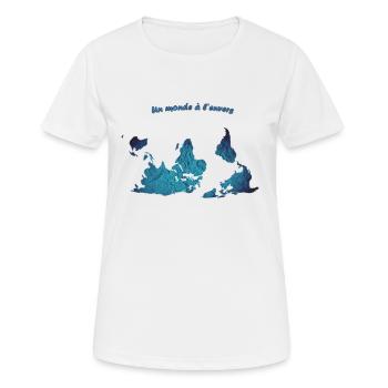 Umgedrehte Welt - Frauen T-Shirt atmungsaktiv - Weiß - Vorne - AI Model Female 172 dark (172cm)