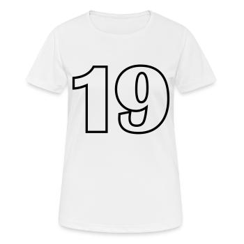19 - Frauen T-Shirt atmungsaktiv - Weiß - Vorne - AI Model Female 172 dark (172cm)
