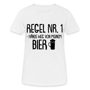 regel nr 1 hände weg von meinem bier - Frauen T-Shirt atmungsaktiv - Weiß - Vorne - AI Model Female 172 dark (172cm)