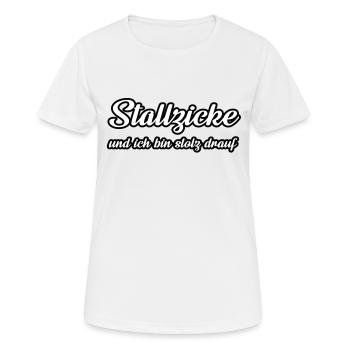 stallzicke pferd pferde reiten reiterin stall - Frauen T-Shirt atmungsaktiv - Weiß - Vorne - AI Model Female 172 dark (172cm)