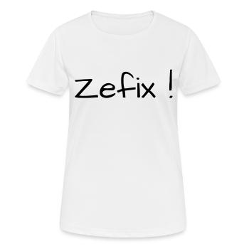 Zefix! Maske Corona - Frauen T-Shirt atmungsaktiv - Weiß - Vorne - AI Model Female 172 dark (172cm)
