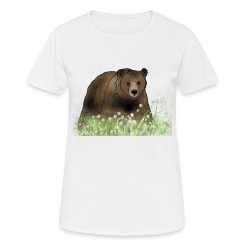 Ours dans la prairie de fleurs - T-shirt respirant Femme - blanc - Devant - AI Model Female 172 dark (172cm)