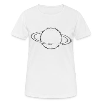 Saturn mit Ringen Grafik aus Text gebaut - Frauen T-Shirt atmungsaktiv - Weiß - Vorne - AI Model Female 172 dark (172cm)