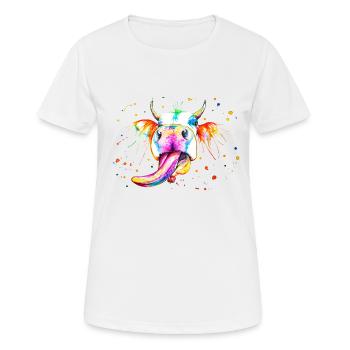Cow that sticks out its tongue - Women's Breathable T-Shirt - white - Front - AI Model Female 172 dark (172cm)