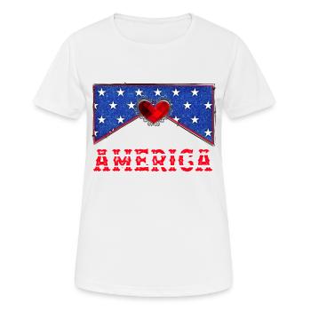 America - Women's Breathable T-Shirt - white - Front - AI Model Female 172 dark (172cm)